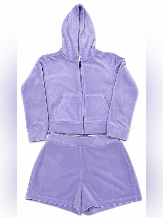 Haute Hippie Other - Haute Hippie Kids Style Purple Velour Hoodie & Shorts Set Girls Size 6